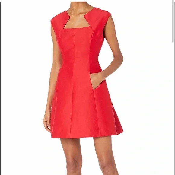 halston heritage fit and flare dress Halston Heritage Pleat Fit and Flare Cocktail Dress (2)